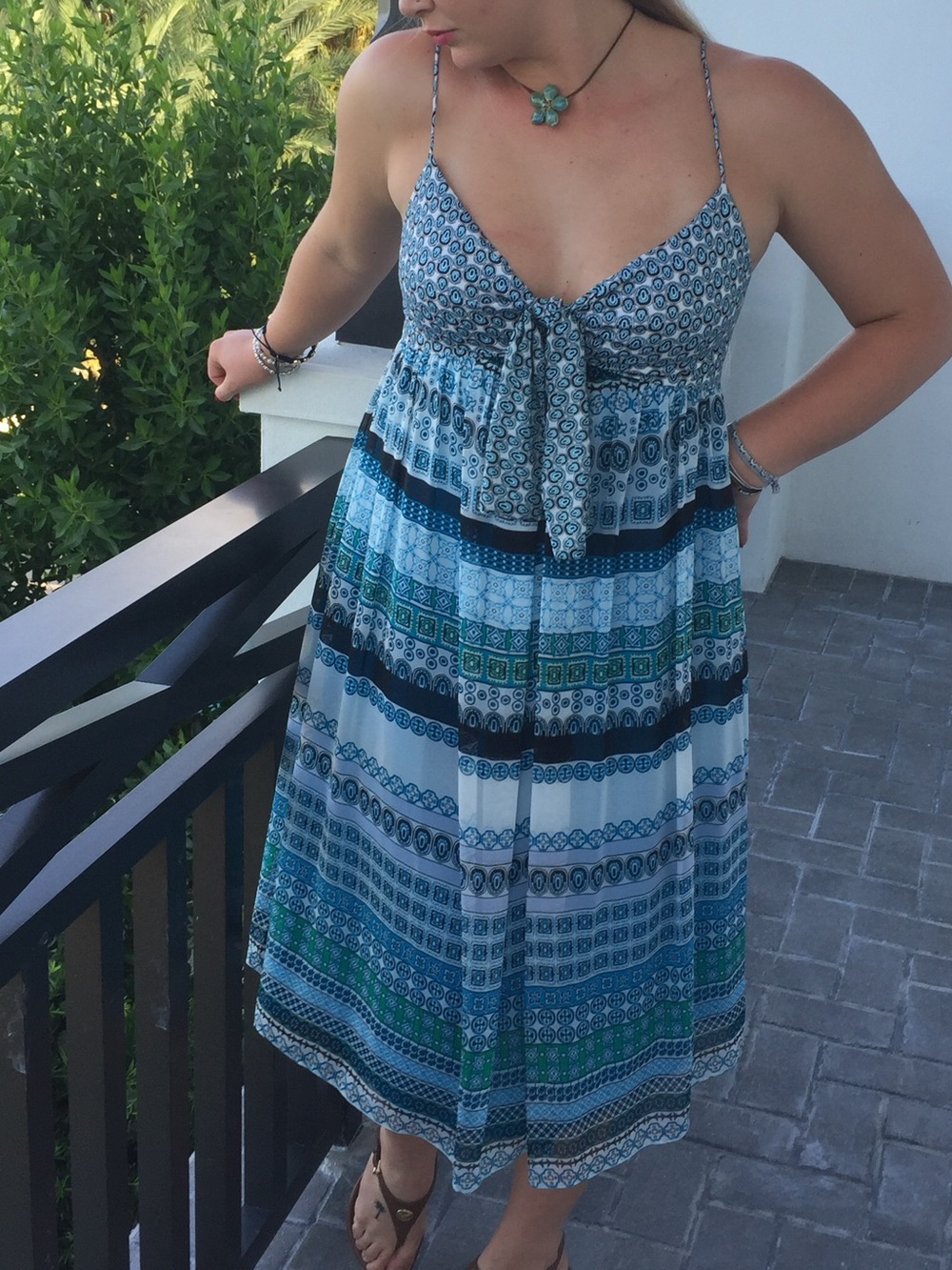 Rare Authentic Diane Vonfurstenberg Silk Blue Patterned Tie Dress